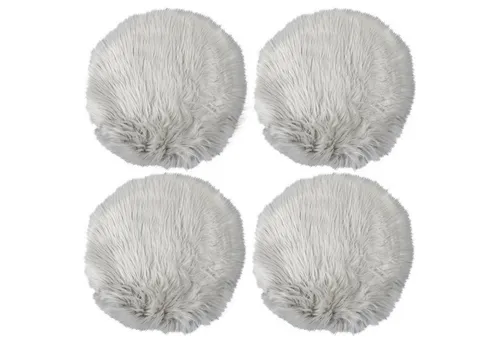 Home4You Fellteppich Deko-Felle, 4er Set, Grau, Ø 32 cm, Kunstfell, rund