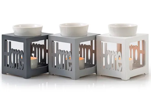 Levandeo® Duftlampe, Duftlampe grau/ silber Home Keramik Öllampe Aromalampe