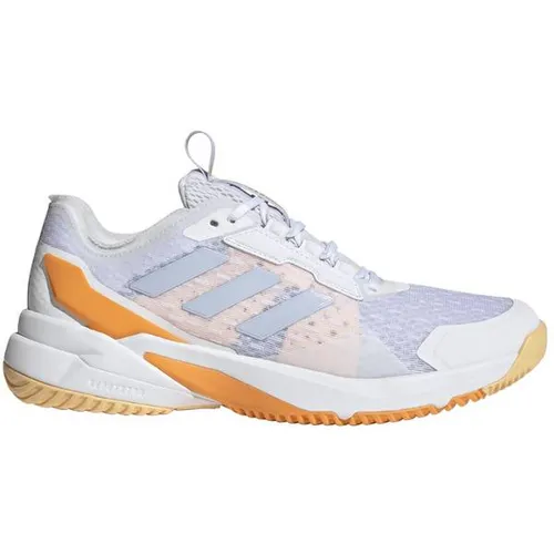 Adidas Crazyflight 6 Damen - weiß - Die leichten adidas Crazyflight 6 Hallenschuhe bieten atmungsaktives Mesh-Obermaterial und eine BOOST Zwischensohle für optimale Stabilität und Komfort bei schnellen Bewegungen.