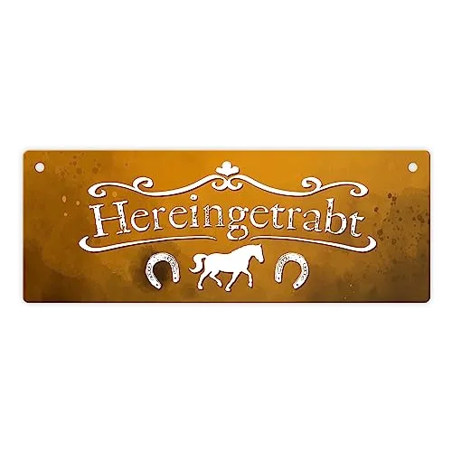 Hereingetrabt XL Metallschild - Perfekt für Hauseingang, Stall, Garten oder Hof