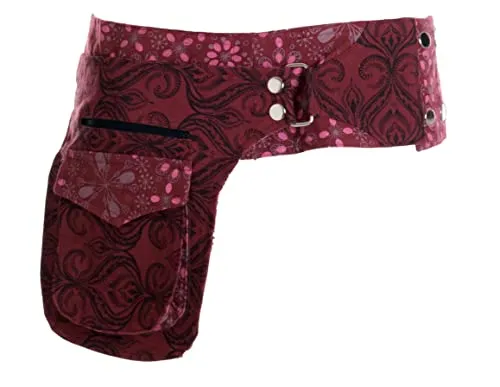 Vishes - Robuste Wende- Bauchtasche mit Drucknöpfen - Bedruckt dunkelrot