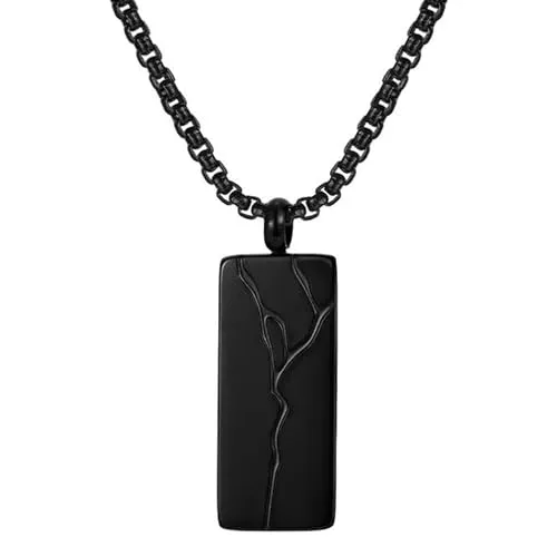 Karma NH11305125 Halskette mit Anhänger Silber od. Schwarz Herren Edelstahl 50 cm Kette Herrenschmuck Männer Herrenhalskette modern Geschenk für Ihn wasserfest hypoallergen Edelstahlkette (Silber)