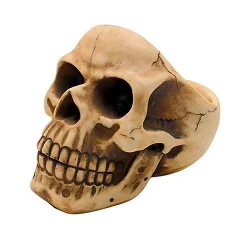 Dekohelden24 Dekofigur Totenkopf Organizer aus Steingut, mit Brillenhalter und Ablagefach, in Beige, Maße L/B/H 16 x 20 x 17 cm.