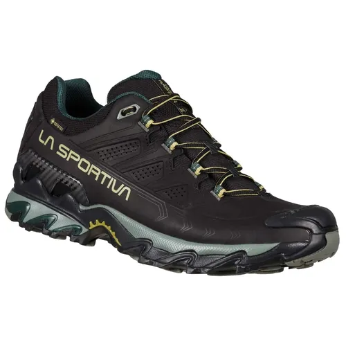 La Sportiva Ultra Raptor II Leather GTX Black/Cedar (46) - Laufschuhe für Trails und Tagestouren, wasserdicht und atmungsaktiv dank Gore-Tex. Ideal für Offroad-Terrain mit hohem Komfort und Stabilität.