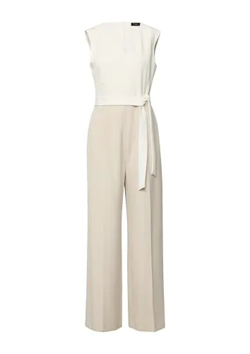 s.Oliver Ärmelloser Jumpsuit mit Bindegürtel in beige von s.Oliver