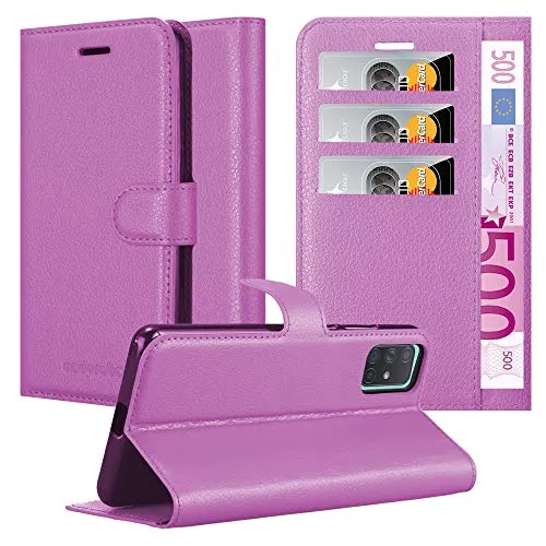 Cadorabo Hülle kompatibel mit Samsung Galaxy A71 5G Handyhülle aus Premium Kunst Leder Flip Klappbare Stoßfeste Magnetische [Standfunktion] [Kartenfächern] Cover Hülle für Galaxy A71 5G Tasche in Lila