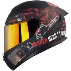 Broken Head Integralhelm Resolution Rot Set + Rot-Verspiegeltes Visier (XS, S)
