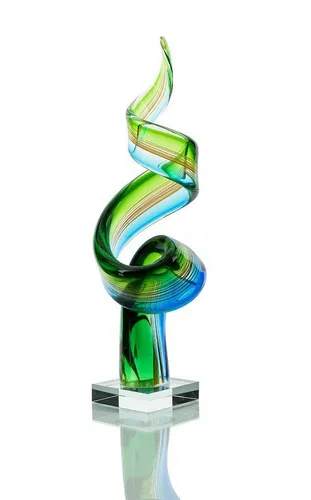 Levandeo® Skulptur, große Glas-Skulptur mit Gravursockel - Skulpturen, moderne und extravagante Glas-Skulptur, die als Unikat Ihr Zuhause bereichert und mit einem gravierbaren Glassockel ideal als Geschenk geeignet ist.