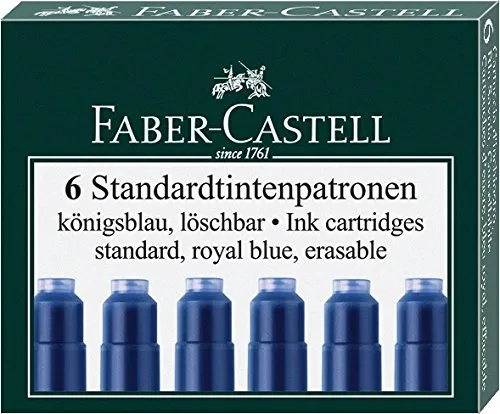 Faber-Castell Tintenpatronen Standard, 6 Stück in Faltschachtel (3 Packungen, königsblau)