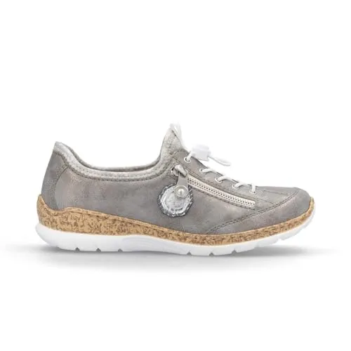 Rieker Slipper für Herren - Bequemer Slipper in Grau mit Gummizug für einfaches An- und Ausziehen. Ideal für den Alltag, bietet Komfort und Stil in Größe 42 EU.