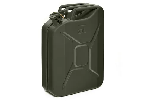 BW Benzinkanister Metall 20L - Bronzegrün RAL 6031-F9 - Benzinkanister aus robustem 0,9mm Stahl, UN-zugelassen für höchste Sicherheit. Ideal für Benzin, Diesel und mehr – der perfekte Begleiter für jede Fahrt.