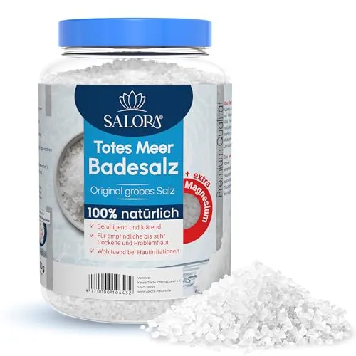 Salora Original Totes Meer Badesalz Premium - Badezusätze mit Heilkraft aus Jordanien, ideal für entspannende Vollbäder oder Fußbäder, fördert strahlende Haut und Stressabbau.