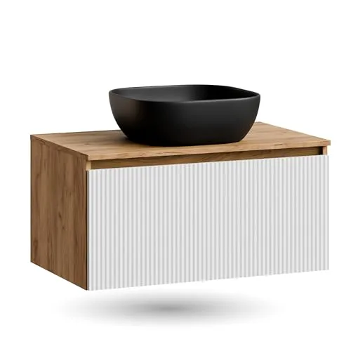 Planetmöbel Waschtisch-Set ARISA 80 cm mit Waschbecken 42 cm - Modernes Waschtisch-Set ARISA mit Soft-Close Schublade und hochwertigem Keramikwaschbecken. Ideal für stilvolle Bäder, bietet es großzügigen Stauraum und pflegeleichte Materialien für eine langlebige Nutzung.