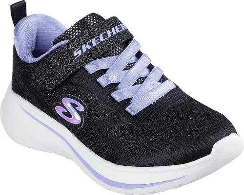 Skechers Mädchen Wave 92 Sneaker, Schwarz - Stylische Gore And Strap Sparkle Mesh Sneaker mit Satin-Overlays, anpassungsfähigem Verschluss und maschinenwaschbar – perfekt für aktive Mädchen!