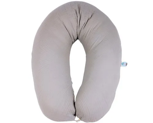 SEI Design Stillkissen Seitenschläferkissen Babynestchen mit EPS Mikroperlen, Schwangerschaftskissen mit Bezug, Bezug aus Musselin BIO Baumwolle