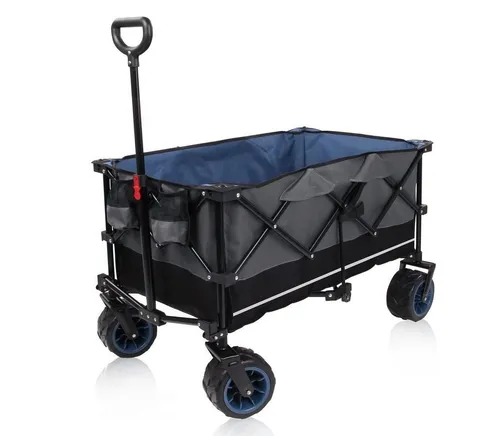 yourGEAR Faltbarer Bollerwagen XL Trolley mit Breitreifen - Bollerwagen für Camping & Outdoor - XXL Faltwagen mit 195 Litern Fassungsvermögen, 10cm breiten Gummireifen für jedes Gelände und wasserabweisendem Stoff, ideal für Strand, Picknick oder Reisen.