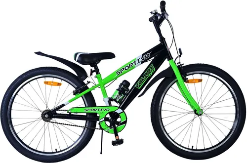 Volare Sportivo Kinderfahrrad für Jungen - 24 Zoll in Schwarz und Grün - Kinderfahrrad 24 Zoll mit 2 Handbremsen, höhenverstellbarem Lenker und extra langer Sattelstütze für lange Nutzungsdauer. Ideal für Jungen von 8-10 Jahren.