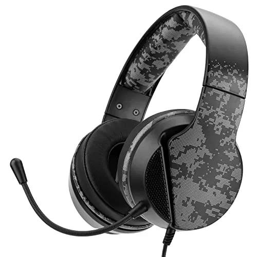 NITHO Janus Gaming Headset – Over-Ear Kopfhörer mit 40-mm-Treiber, Bügelmikrofon, 3.5-mm-Audio – für PC, PS4, PS5, Xbox One/Series X|S, Mobile, Tablet – Camo