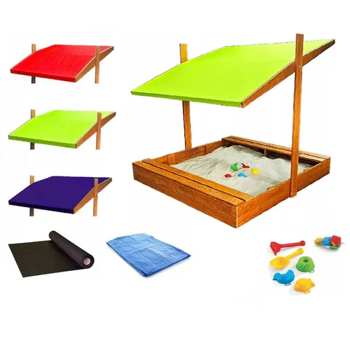 QLS Holz-Sandkasten 150 cm mit Dach & Abdeckung – stabil & imprägniert - Wetterfester Sandkasten aus imprägniertem Holz mit verstellbarem Dach für flexiblen Sonnenschutz. Großzügige Maße bieten viel Platz zum Spielen. Praktisches Zubehör wie Abdeckplane sorgt für sauberen Sand. Einfache Montage garantiert!