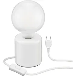 ledscom.de Tischlampe TIPO Porzellan rund weiß Kugel inkl. E27 G125 Lampe extra matt warm-weiß 845lm