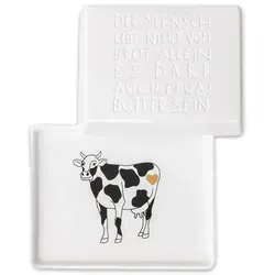 Räder Butterdose 'Der Mensch lebt Nicht' 14,5x11,5x5,5cm von Räder
