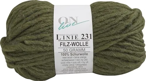 ONline Wolle Filzwolle Linie 231 50g 50m Nadelstärke 8 100% Schurwolle Filzen Stricken Häkeln Handarbeiten Farbe 0009