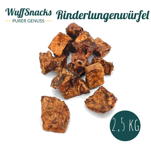 Rinderlungenwürfel für Hunde I 2,5 kg I getrocknete Lunge I Rinderlunge