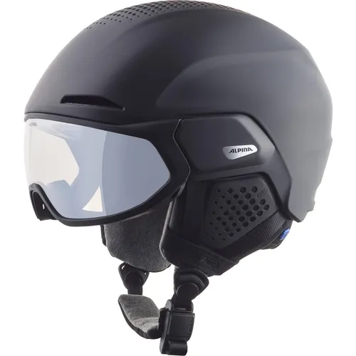 Alpina Alto V Visier Skihelm - Schwarz Matt, 55-59cm - Skihelme & Snowboardhelme mit integriertem Visier und innovativer TRM-Technologie für optimalen Komfort und Sicht. Ideal für stilbewusste Skifahrer!