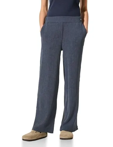 Cecil Hose in Dunkelblau - L/L28 - Hochwertige Damenhose in Dunkelblau, elastischer Bund für optimalen Tragekomfort und lässige Crinkle-Optik, perfekt für entspannte Looks.