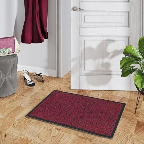 Fußmatte Sauberlauf Schmutzfangmatte Waschbar Superclean Rot in 5 Größen