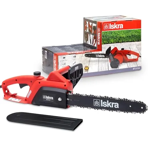 Iskra Kettensäge elektrisch 2200W, Ultra Scharfe elektrische Kettensäge, 40 cm Schwertlänge, Kettenschmierung, Hohe Sicherheit, 7000 U/min, Kabelgebunden