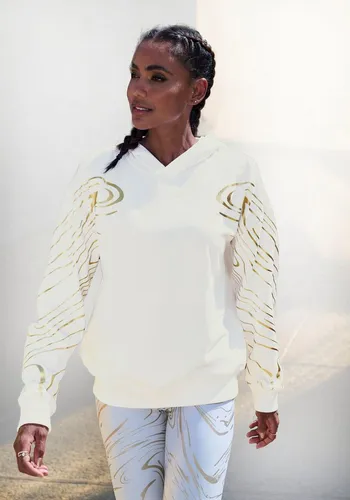 LASCANA ACTIVE Hoodie, weiß, gold