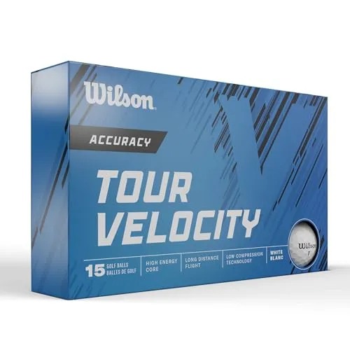 Wilson Unisex-Adult Tour Velocity Golfball, Weiß/Blau, No Size - Golfbälle für maximale Distanz und gerade Flugbahn, 15er-Pack mit hartem Außenmaterial und geringem Spin, ideal für präzise Abschläge.