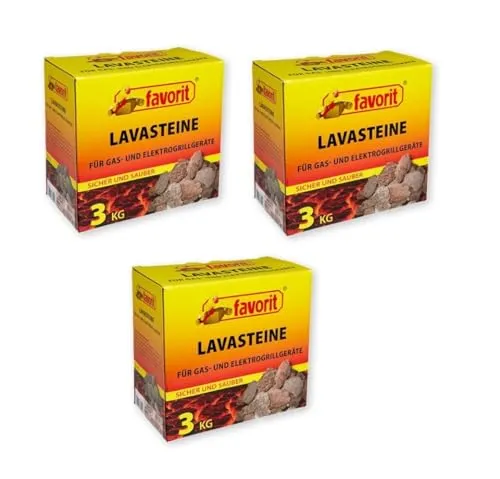 Favorit 3er Set Lavasteine für Grill – 3 x 3kg Naturprodukt von Favorit