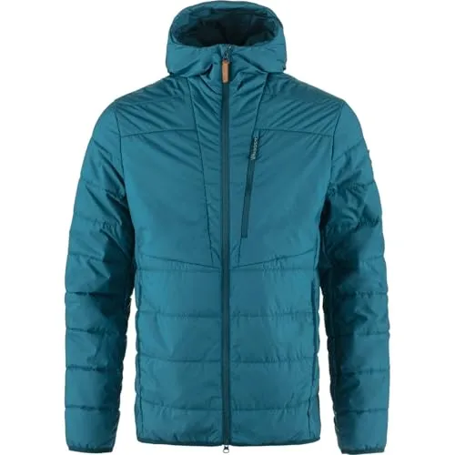 FJALLRAVEN Keb Padded Hoodie M Sweatshirt Herren Deep Sea XXL - Kompakte Isolierjacke mit zwei praktischen Reißverschlüssen und anpassbarer Kapuze für optimalen Tragekomfort.