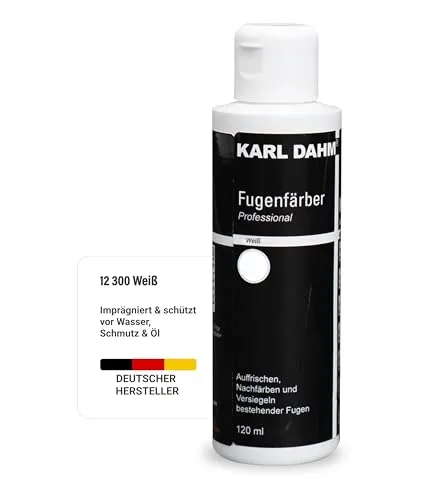 Karl Dahm® Fugenfärber Weiß 120 ml – Hochwertige Fugenfarbe für Innen & Außen - FLIESEN-FUGENFARBE: Imprägnierende Fugenfarbe, wasser- und schmutzabweisend für ein langanhaltendes Ergebnis. Ideal zum Ausbessern und Auffrischen von Fliesenfugen!