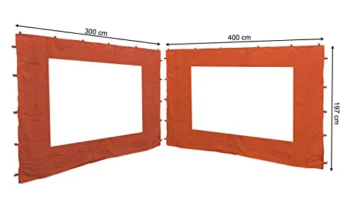 Quick Star Pavillonseitenteil 2 Seitenteile mit PE Fenster 3x4 Terra - Pavillon-Seitenteile Set mit transluzentem PE Fenster für optimalen Sichtschutz. Maße: 300/400x197cm, aus 100% Polyester, ideal für wettergeschützte Feste und Feiern.