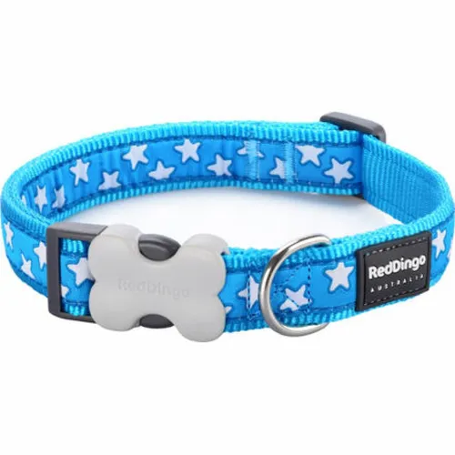 Hundehalsband Red Dingo Style türkis Sterne (2,5 x 41-63 cm)