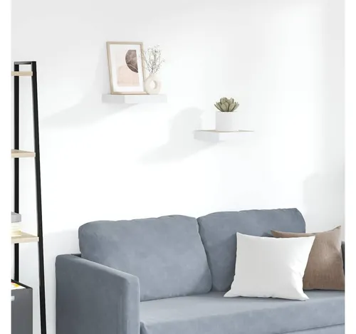 furnicato Wandregal Schweberegal Eiche/Weiß 23 x 23,5 x 3,8 cm mit Montagesystem, 2-tlg., Wandboard mit Metallrahmen, unsichtbare Halterung für das Wohnzimmer