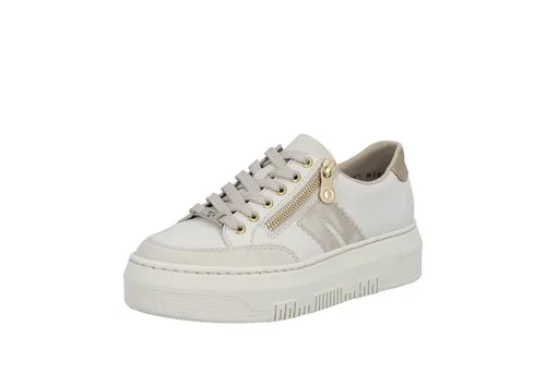 RIEKER Damen Plateausneaker, Gr. 38, Weiß-Creme - Stylische RIEKER Plateausneaker aus Leder und Lederimitat, mit seitlichem Reißverschluss. Plateauhöhe von 4,5 cm sorgt für einen bequemen Auftritt. Ideal für Freizeit und Alltag!