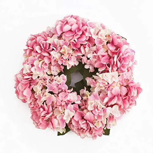 artplants.de Sommerlicher Hortensienkranz aus Kunstblumen – Rosa Deko Kranz Ø 35cm - Hochwertiger Hortensienkranz mit detailgetreuer Verarbeitung, ideal für die Frühlings- und Sommerdekoration. Vielseitig einsetzbar als Wand-, Tisch- oder Türkranz.