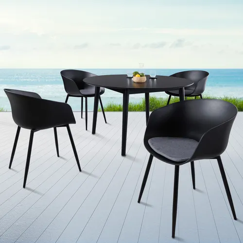 riess-ambiente DESIGNO Moderner Stuhl schwarz mit Armlehnen