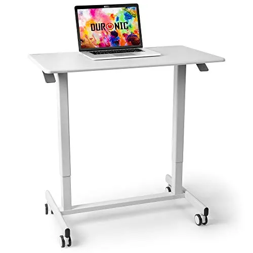 Duronic TM03T Schreibtisch – Höhenverstellbar & Mobil - Höhenverstellbarer Schreibtisch (88 x 50 cm) mit manuellem Hebel für flexibles Arbeiten. Mit 360° drehbaren Rollen für einfache Mobilität, ideal für Home Office und wechselnde Arbeitspositionen.