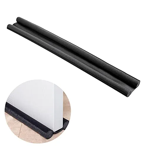 König Design 2er-Set Zugluftstopper 93cm Luftzugstopper Zugstopper für Türen Türdichtung Türbodendichtung Türisolierung Doppeldichtung Heizkosten Energiesparend Schwarz