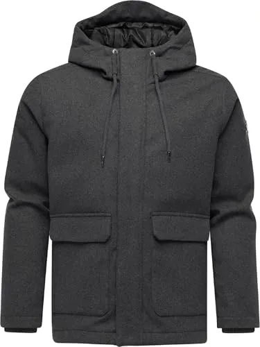 Ragwear Herren Winterjacke Mr Them Felt in Dark Grey - Gr. 3XL - Moderner Herren Wintermantel in Wollmantel-Optik, ideal für kalte Tage. Wasserdicht mit 4000mm Wassersäule und praktischen Taschen für höchsten Tragekomfort und Funktionalität.