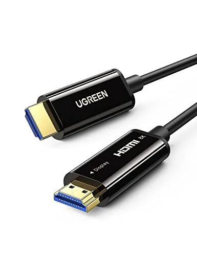 UGREEN HDMI 2.1 Glasfaser Kabel 8K@60Hz, 4K@120Hz/144Hz, 48 Gbps, Vergoldete Anschlüsse mit Ethernet, 3D ARC CEC HDCP HDR, kompatibel mit TV, Monitor, Blu-ray, PS5/PS4/PS3, Soundbar usw. (20M)
