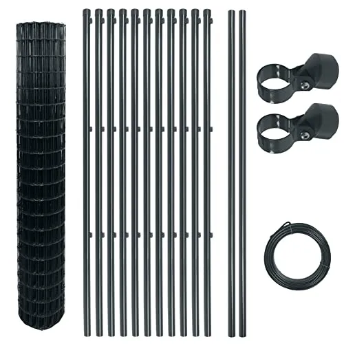 ESTEXO Gartenzaun Schweißgitterzaun Komplettset 1,5x25 m - Komplettset für hochwertigen Gartenzaun, verzinkt und PVC-beschichtet für langlebigen Schutz. Ideal zur Eingrenzung von Grundstücken, Gärten und Beeten.