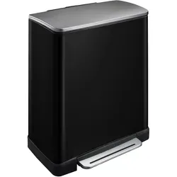 EKO Mülleimer E-Cube, 28 & 18 L, matt schwarz aus Edelstahl - Mülleimer mit stilvollem Design und 2-facher Mülltrennungsfunktion für einfaches Recyceln. Ideal für Küche oder Büro, mit leiser Tretmechanik und Anti-Fingerprint-Oberfläche für saubere Nutzung.