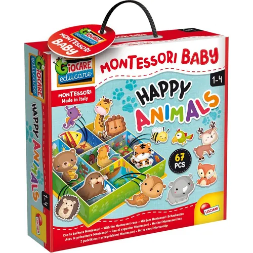 MONTESSORI BABY Boc Fröhliche Tiere - Gesellschaftsspiel für Kinder, fördert spielerisch die motorischen Fähigkeiten und Kreativität durch bunte Tierfiguren.