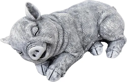 Stone and Style Gartenfigur - Frostfeste Steinfigur Schlafendes Schweinchen - Wunderschöne, frostfeste Gartenfigur aus grauem Steinguss. Ideal für die Gartendeko, verleiht Ihrem Außenbereich einen charmanten Akzent.